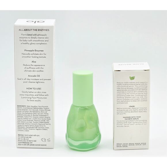 ALO GLOW Enzyme Facial Cleanser 3.2 oz & Glow Recipe Avocado Ceramide Serum 1 oz - Picture 3 of 4